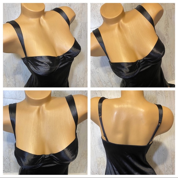 🎊🎉HOST PIC🎊🎉 VNTG Black Liquid Satin long night gown Victoria Secret Sissy - Picture 6 of 14